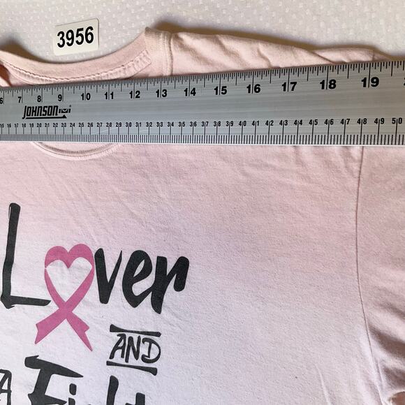 Cold Crush Women T-shirt size 1X Pink Short Sleeve A Lover And Fighter Cancer - Picture 2 of 9